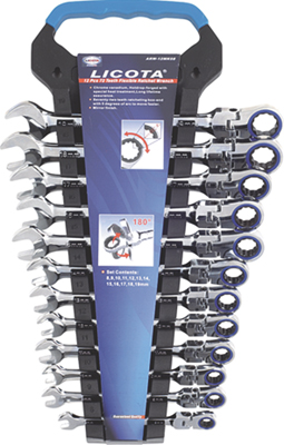 купить LICOTA ARW-12MK08 Набор ключей трещоточных  с полукарданом 72 зуба 12 пр.
