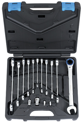 купить LICOTA ARW-11MK08 Набор ключей трещоточных комбинированных 72 зуба  8-19мм + 4 переходника, 16 предметов в пластиковом