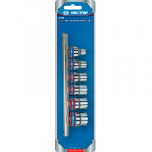 Набор торцевых головок 3/8", TORX Е-стандарт, E8-E18, 6 предметов KING TONY 3106PR