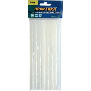 купить ПРАКТИКА 641-596 Клей для клеевого пистолета ПРАКТИКА белый, прозрачный, 11 х 200 мм, 8 шт / пакет с подвесом