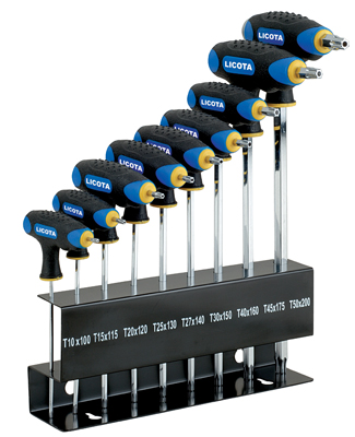 купить LICOTA AWT-30127CNM Набор ключей Torx с отв. Т-образных с пласт. рукояткой на подставке