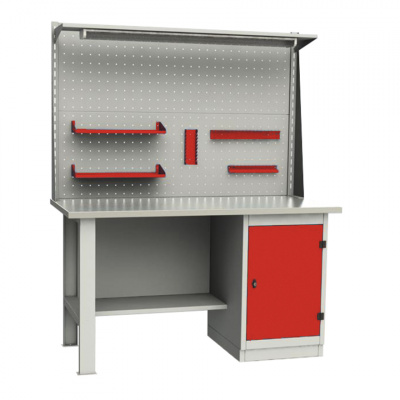 купить GARWIN 004025-6 Верстак однотумбовый тумба с дверцей с оцинкованной столешницей 1500 мм (красный RAL3000)