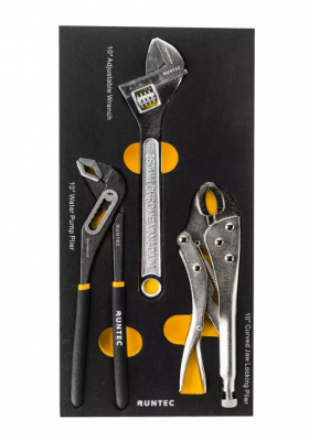 купить RUNTEC RT-LP1E3 Набор ручных инструментов клещи зажимные, клещи переставные, ключ разводной в ложементе EVA, 3 предмета