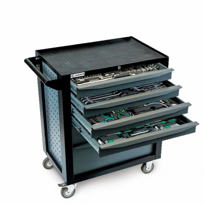 купить GARWIN EQ-000028 Тележка инструментальная Standart 6 полок, с комплектом инструмента в разборном кейсе, 224 пр.