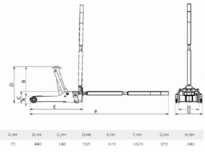 купить HM5601 СТАНКОИМПОРТ Гидравлический подкатной домкрат Станкоимпорт на 3 тонны 75-510 мм