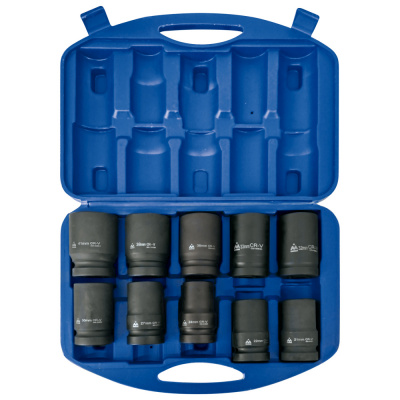 купить МАСТАК 100-68010C Набор глубоких торцевых головок 1", шестигранные, 21-41 мм, для мультипликатора,  10 предметов