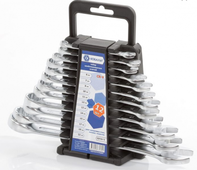 купить КОБАЛЬТ 020104-12 Набор ключей комбинированных 6-8,10-15,17,19,22 мм (12 шт.) держатель