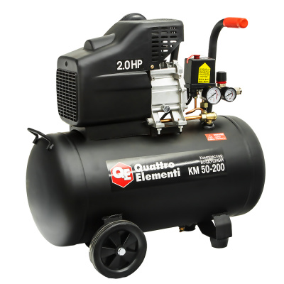 купить QUATTRO ELEMENTI 248-474 Компрессор поршневой масляный KM 50-200 ( 200л/мин, 50л, 2л.с, 8 бар, 29кг)