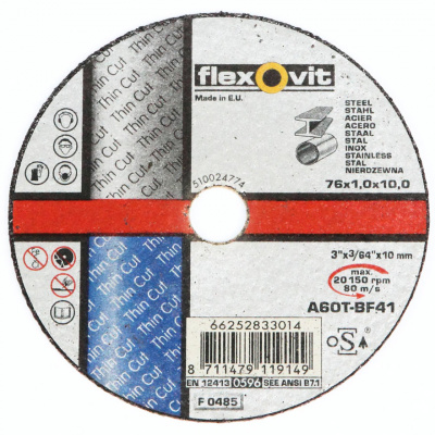 купить NORTON  66252833014 NORTON 66252833014 Круг отрезной FLEXOVIT 76 x 1,0 x 10,0, 80 м/сек, тип 41, мет