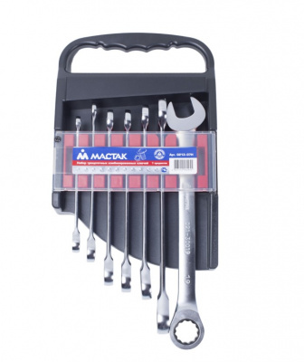 купить МАСТАК 0213-07H Набор комбинированных трещоточных ключей, 8-19 мм, 7 предметов