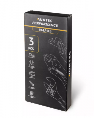 купить RUNTEC RT-LP1E3 Набор ручных инструментов клещи зажимные, клещи переставные, ключ разводной в ложементе EVA, 3 предмета