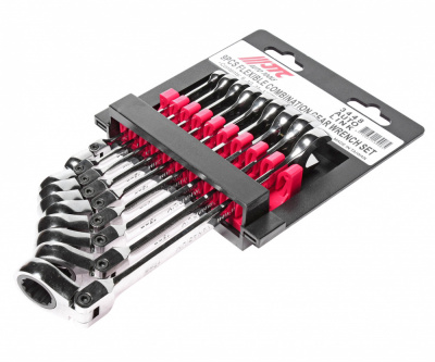 купить JTC-3448 Набор ключей комбинированных 8-17 мм трещоточных шарнирных на холдере, 9 пр.