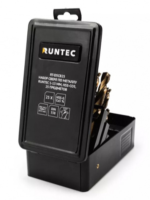 купить Набор сверл по металлу RUNTEC 1-13 мм, HSS-Co5, 25 предметов