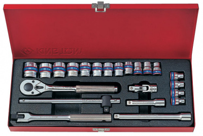 купить KING TONY 3523MR Набор торцевых головок с принадлежностями 3/8", шестигранные, 6-24 мм, 23 предмета
