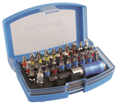 купить HOEGERT Набор бит с битодержателем 1/4", SL, PH, PZ, HEX, Torx, Torx c отверстием, 32 шт.