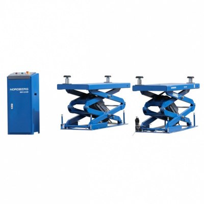 купить NORDBERG N631-3,5B_220 Подъемник ножничный 3,5т, с встроенными адаптерами для SUV авто, 220В (синий)