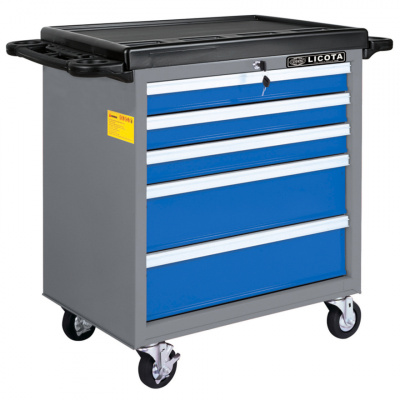 купить LICOTA AWX-2602BTSEK01 Телега инструментальная 256пр., 5 полок, пласт. стол., сине-серая