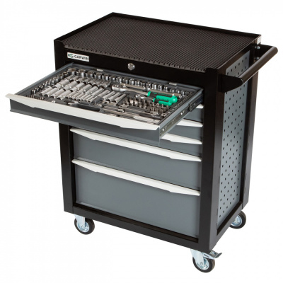 купить GARWIN EQ-000012 Тележка инструментальная Standart 6 полок, с комплектом инструмента в разборном кейсе, 169 пр.
