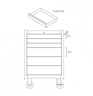 купить Станкоимпорт BTD-270061CS blu Инструментальная тележка на колесах, 6 ящиков, синяя