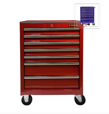 купить BTD-270071CS red Станкоимпорт Инструментальная тележка на колесах 7 ящиков с автовозвратом, красная