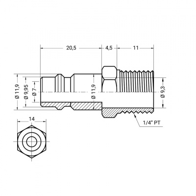 купить LICOTA 020PM Разъем "папа" -  наружная резьба 1/4