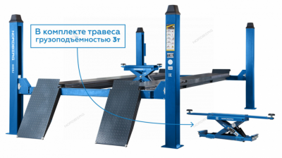 купить NORDBERG 4450_AB(M) Подъемник четырехстоечный 5 т, c ручной траверсой 3 т N433, для сход-развала, воздушное снятие, син