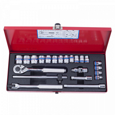 купить KING TONY 3523MR Набор торцевых головок с принадлежностями 3/8", шестигранные, 6-24 мм, 23 предмета