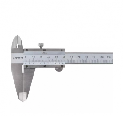 купить ASIMETO 343-04-4 Штангенциркуль нониусный 0,02 мм, 0-100 мм, подвижная рамка сборная