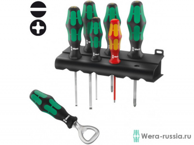 купить Набор Отвёрток С Бутылочной Открывалкой WERA WE-203775 7 Шт. + Подставка