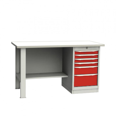 купить GARWIN 004040-6 Верстак однотумбовый тумба с 6 ящиками с оцинкованной столешницей 1500 мм (красный RAL3000)