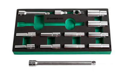 купить GARWIN PRO 646067 Набор торцевых головок глубоких 1/2" 10-24 мм, 14 пр. в ложементе EVA