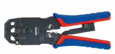 купить KNIPEX KN-975112 Пресс-клещи для штекеров RJ, 3 гнезда, RJ 10 (4-pin), RJ 11/12 (6-pin), RJ 45 (8-pin), 200 мм
