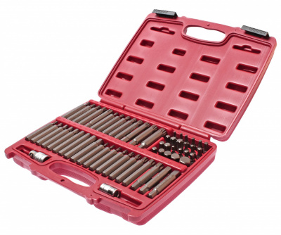 купить НАБОР БИТ 1/2" 3/8" HEX, TORX, SPLINE, RIBE 6-ТИ ГРАННЫХ 2 ДЕРЖАТЕЛЯ 58 ПРЕДМЕТОВ В КЕЙСЕ JTC