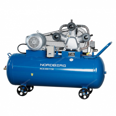 купить NORDBERG NCE300/1150 Компрессор 3-х поршн., ременной, чугунная головка, 380В, ресив. 300л, 1150л/мин