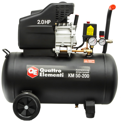 купить QUATTRO ELEMENTI 248-474 Компрессор поршневой масляный KM 50-200 ( 200л/мин, 50л, 2л.с, 8 бар, 29кг)