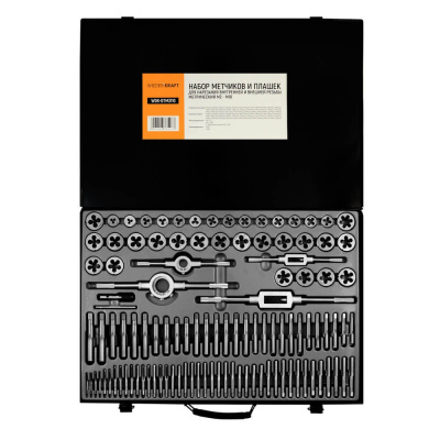 купить WiederKraft WDK-DTM3110 Набор метчиков и плашек М2 - М18, 110 предметов, метрическая резьба
