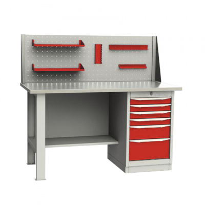 купить GARWIN 004040-6 Верстак однотумбовый тумба с 6 ящиками с оцинкованной столешницей 1500 мм (красный RAL3000)