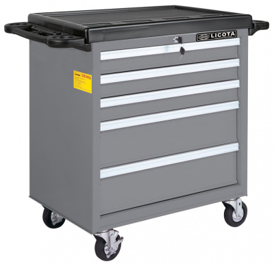 купить LICOTA AWX-2602GTS Телега инструментальная, 5 полок, пласт. столешница, серая