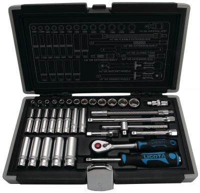 купить LICOTA ALK-0101F Набор торцевых головок 1/4" 34пр. 4-14мм