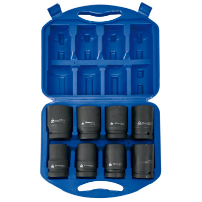 купить МАСТАК 100-68008C Набор глубоких торцевых головок 1", шестигранные, 24-41 мм, для мультипликатора,  8 предметов