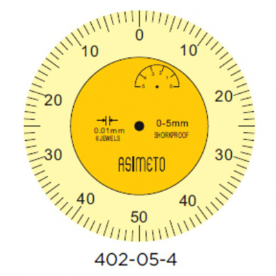 купить ASIMETO 402-05-4 Индикатор часового типа ИЧ 0-5 мм, 0,01 мм, с защитой от толчков
