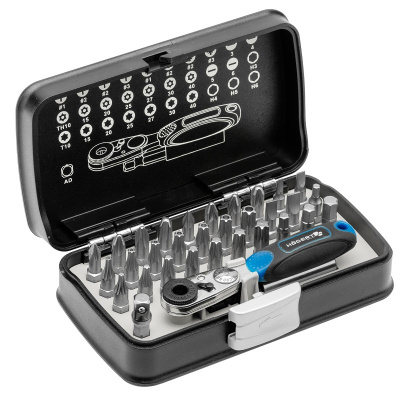 купить HOEGERT Набор бит с трещоткой 1/4", SL, PH, PZ, HEX, Torx, Torx c отверстием, 33 шт.