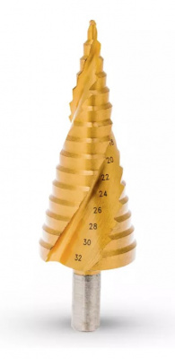 купить RUNTEC RT-DS4-32-15 Сверло ступенчатое RUNTEC 4-32 мм, 15 ступеней, HSS-TiN