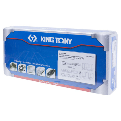 купить KING TONY 3527MR Набор торцевых головок с принадлежностями 3/8", шестигранные, 7-19 мм, 26 предметов