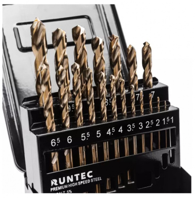 купить Набор сверл по металлу RUNTEC 1-10 мм, HSS-Co5, 19 предметов