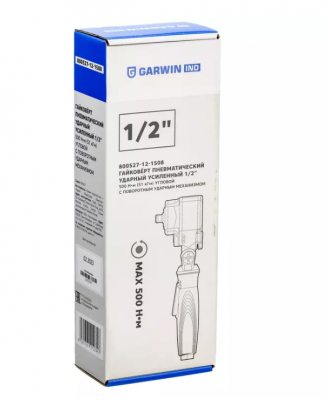 купить GARWIN INDUSTRIAL 800527-12-1508 Гайковерт пневматический ударный, усиленный, 1/2" 500 Нм (51 кГм), угловой, с повортным ударным механизмом