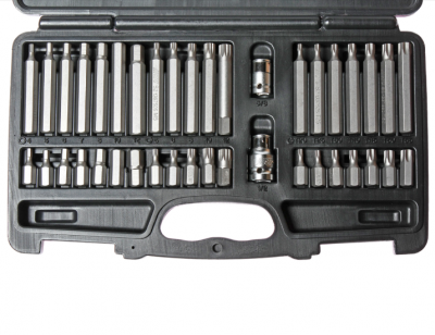 купить Набор бит 1/2" 3/8" SPLINE, TORX, HEX с держателем 40 предметов в кейсе JTC
