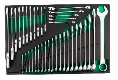 купить GARWIN PRO 646080 Набор ключей комбинированных 6-32 мм, трещоточных 8-24 мм и разрезных 8-22 мм, 37 предметов
