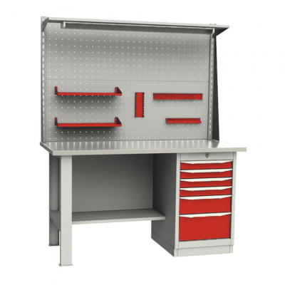 купить GARWIN 004040-6 Верстак однотумбовый тумба с 6 ящиками с оцинкованной столешницей 1500 мм (красный RAL3000)
