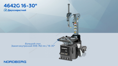 купить NORDBERG 4642(G)_16-30" Станок шиномонтажный автомат, двухскоростной, стол с накладками,380 В, серый